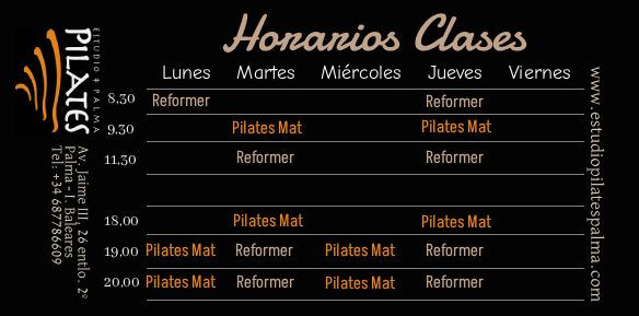 Horarios Estudio Pilates Palma