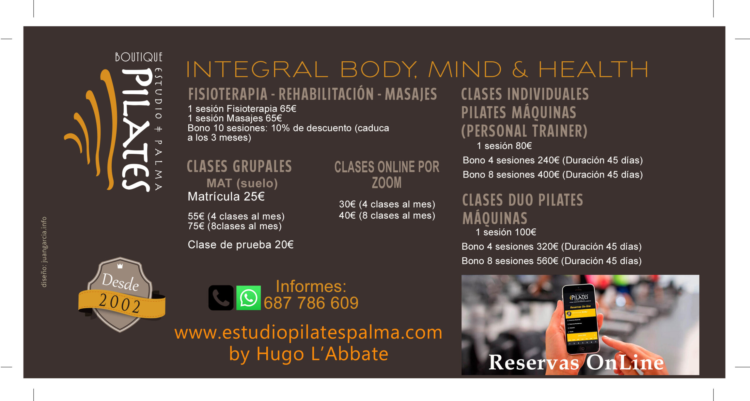 Tarifas Estudio Pilates Palma 2025